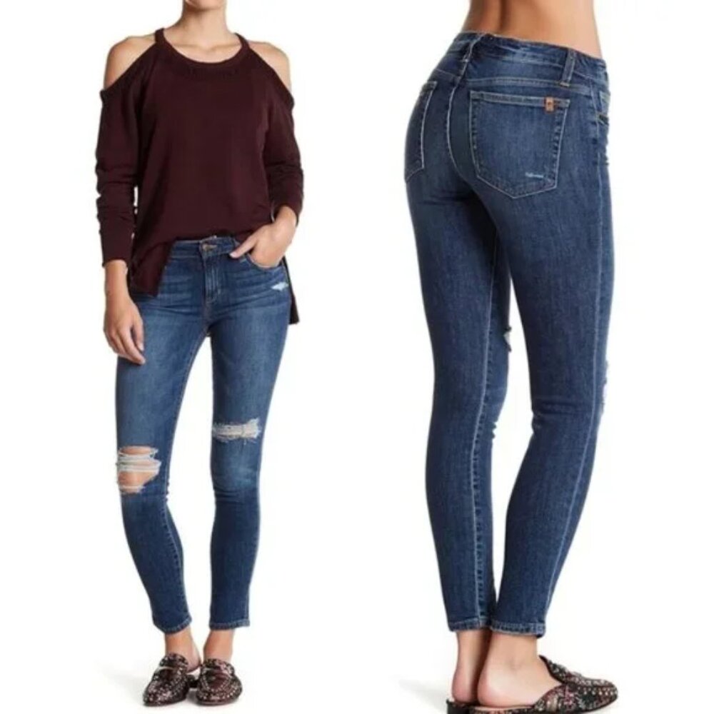 Joes Jeans‎ Skinny Ankle Fit Winter Casual 9" Rise Distressed Denim in Adeline